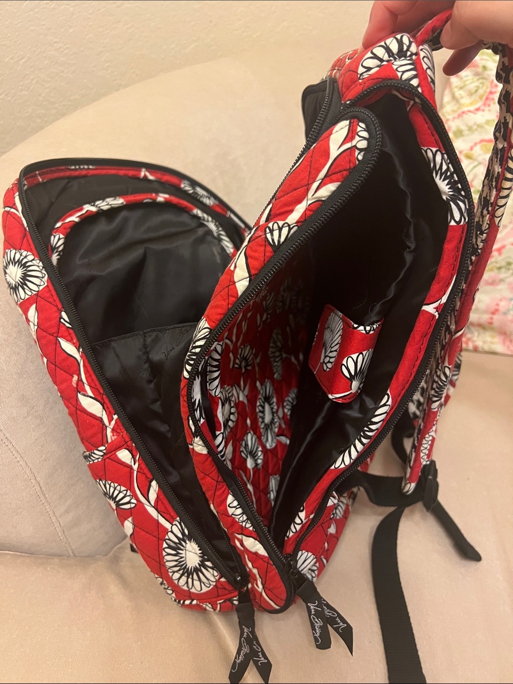 Vera Bradley Red Quilted Floral Backpack - Picture 7 of 12